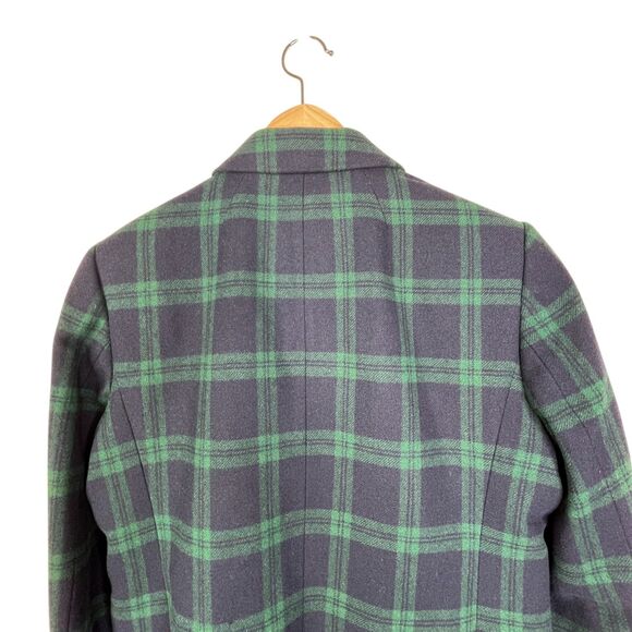 J. Crew Black Watch Plaid Schoolboy Blazer Blue Green Sz 12 Wool Blend - Picture 7 of 15